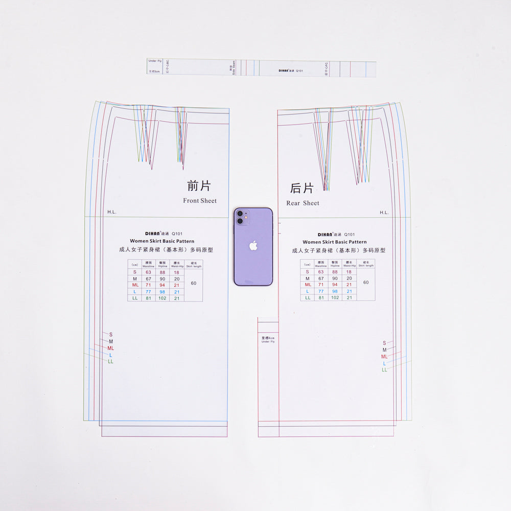 DIHAN Q101 Women's Skirt Multi Size Plastic Basic Pattern Block Making Ruler Sewing Ruler Quilting Rulers Garment Ruler Cutting Ruler