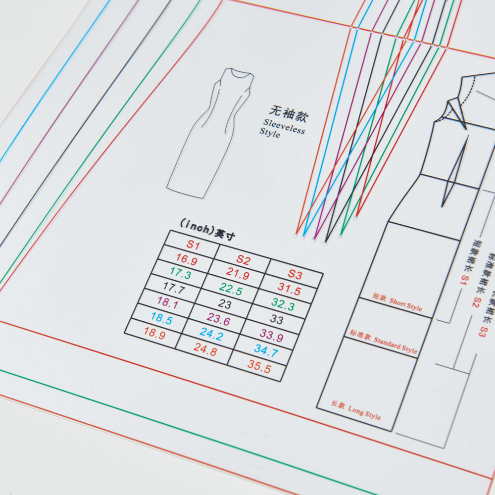 DIHAN DR101 Woman's Dress Multi Size Plastic Basic Pattern Block Making Ruler Sewing Ruler Quilting Rulers Garment Ruler Cutting Ruler