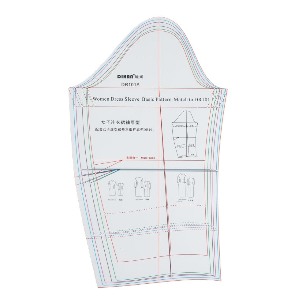 DIHAN DRS101 Woman's Dress Sleeves Multi Size Plastic Basic Pattern Block Making Ruler Sewing Ruler Quilting Rulers Garment Ruler Cutting Ruler