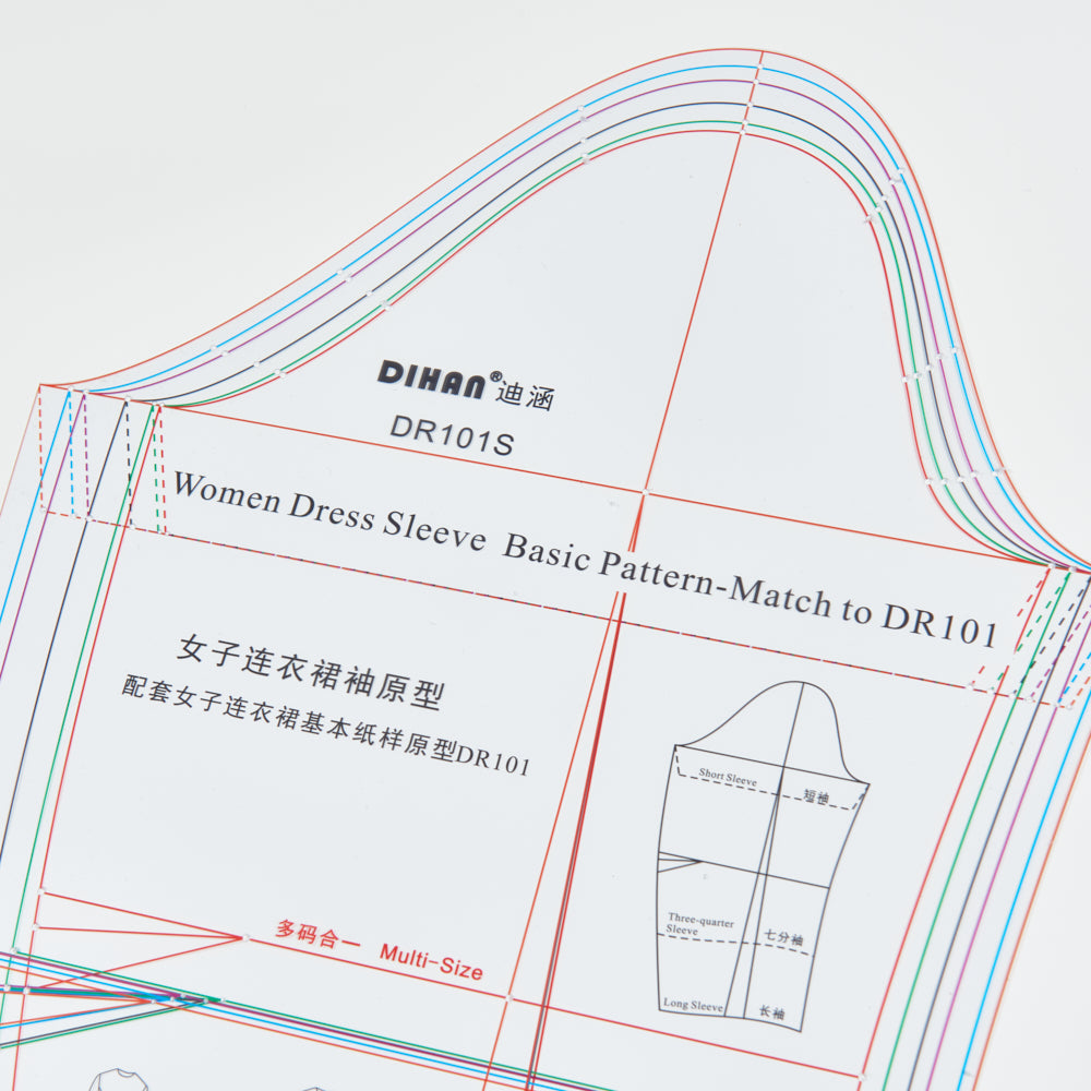 DIHAN DRS101 Woman's Dress Sleeves Multi Size Plastic Basic Pattern Block Making Ruler Sewing Ruler Quilting Rulers Garment Ruler Cutting Ruler