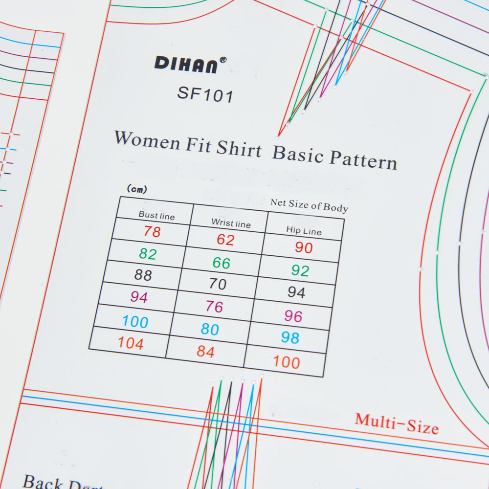 DIHAN SF101 Woman's Fit Shirt Multi Size Plastic Basic Pattern Block Making Ruler Sewing Ruler Quilting Rulers Garment Ruler Cutting Ruler