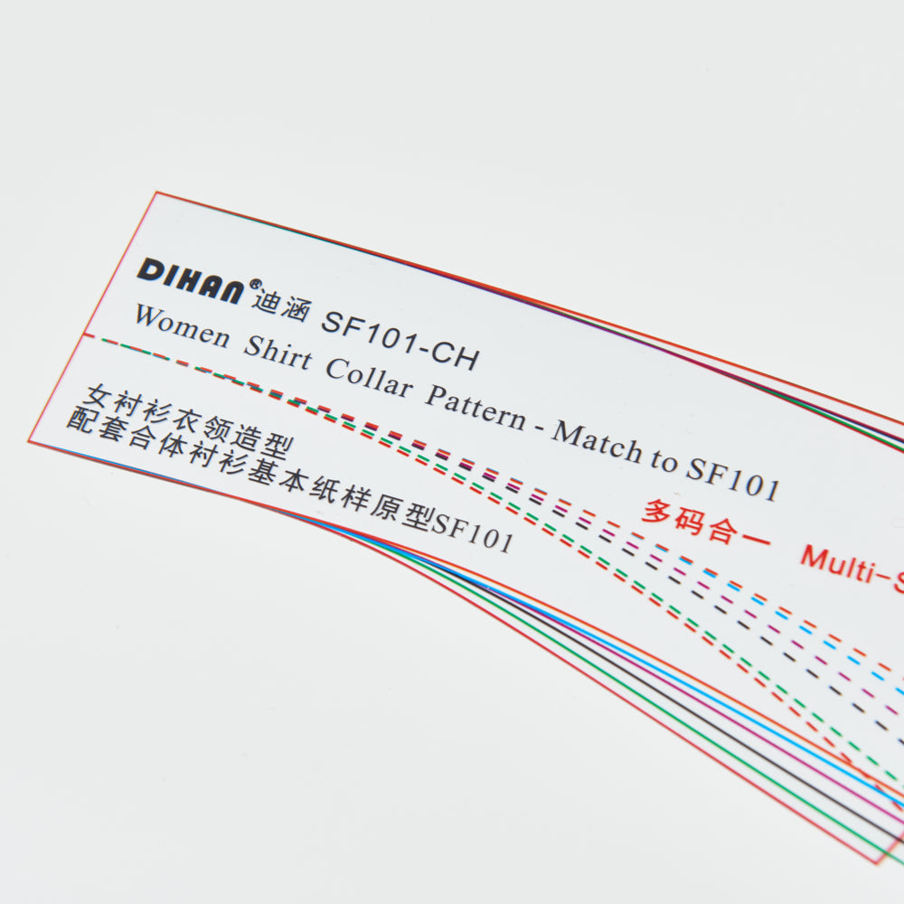 DIHAN SF101-CH Woman's Fit Shirt Leisure Collars Multi Size Plastic Basic Pattern Block Making Ruler Sewing Ruler Quilting Rulers Garment Ruler Cutting Ruler