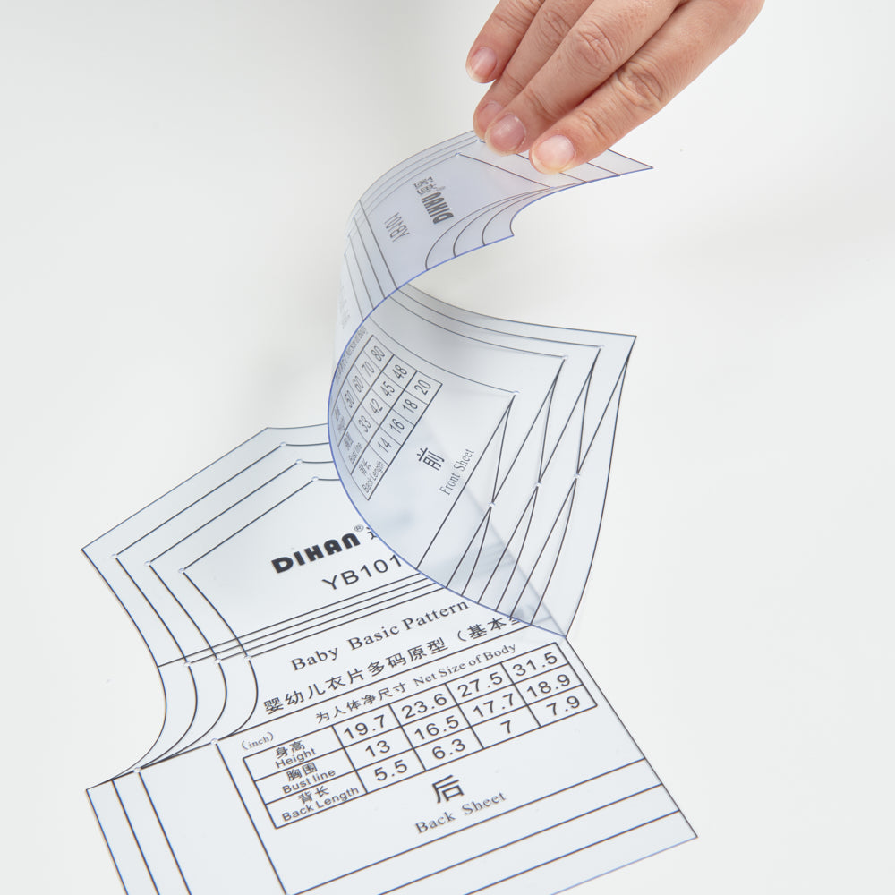DIHAN YB101 Baby Basic Multi Size Garment Pattern Plastic Block Making Ruler Sewing Ruler Quilting Rulers Garment Ruler Cutting Ruler