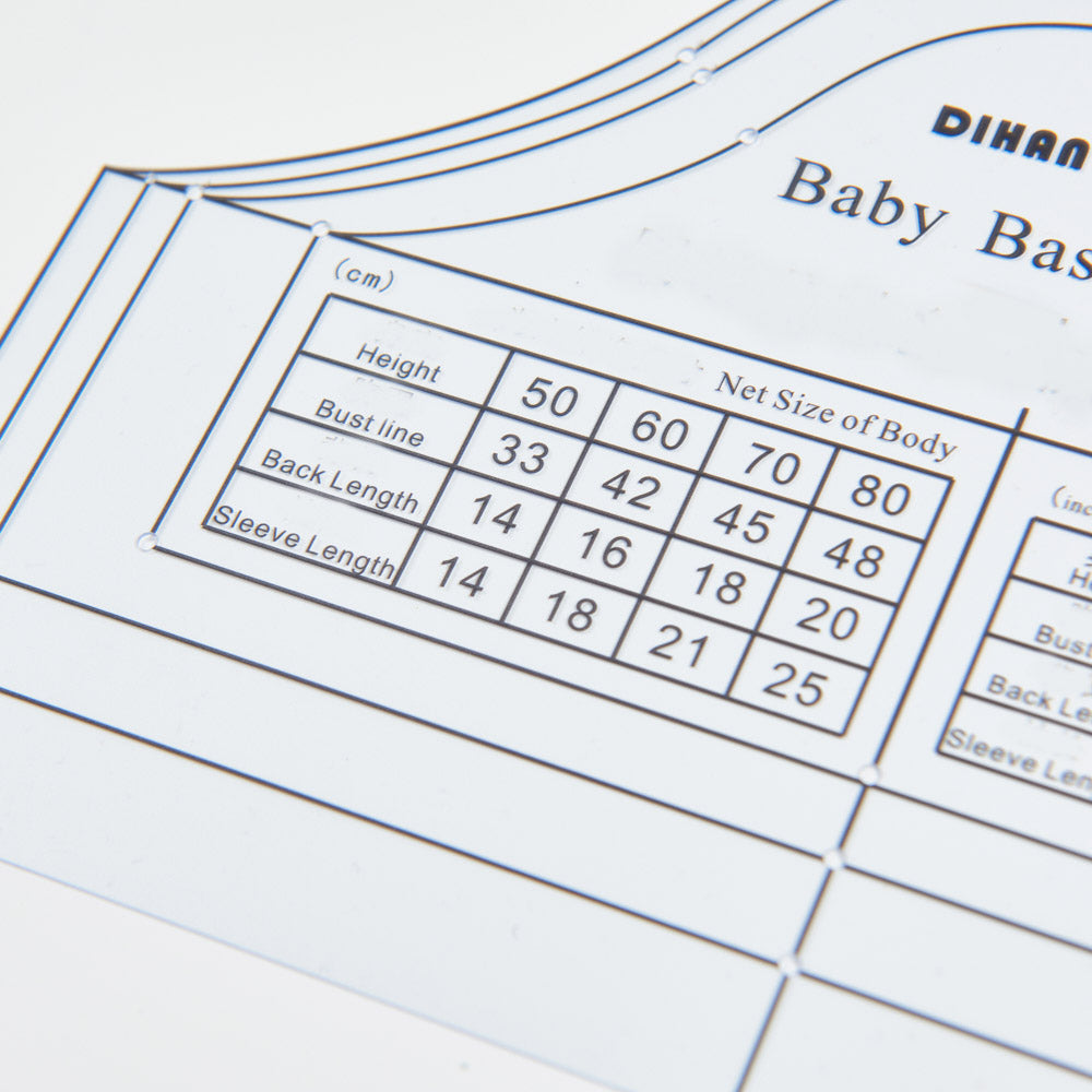 DIHAN YBS101 Baby Basic Sleeves Multi Size Garment Pattern Plastic Block Making Ruler Sewing Ruler Quilting Rulers Garment Ruler Cutting Ruler