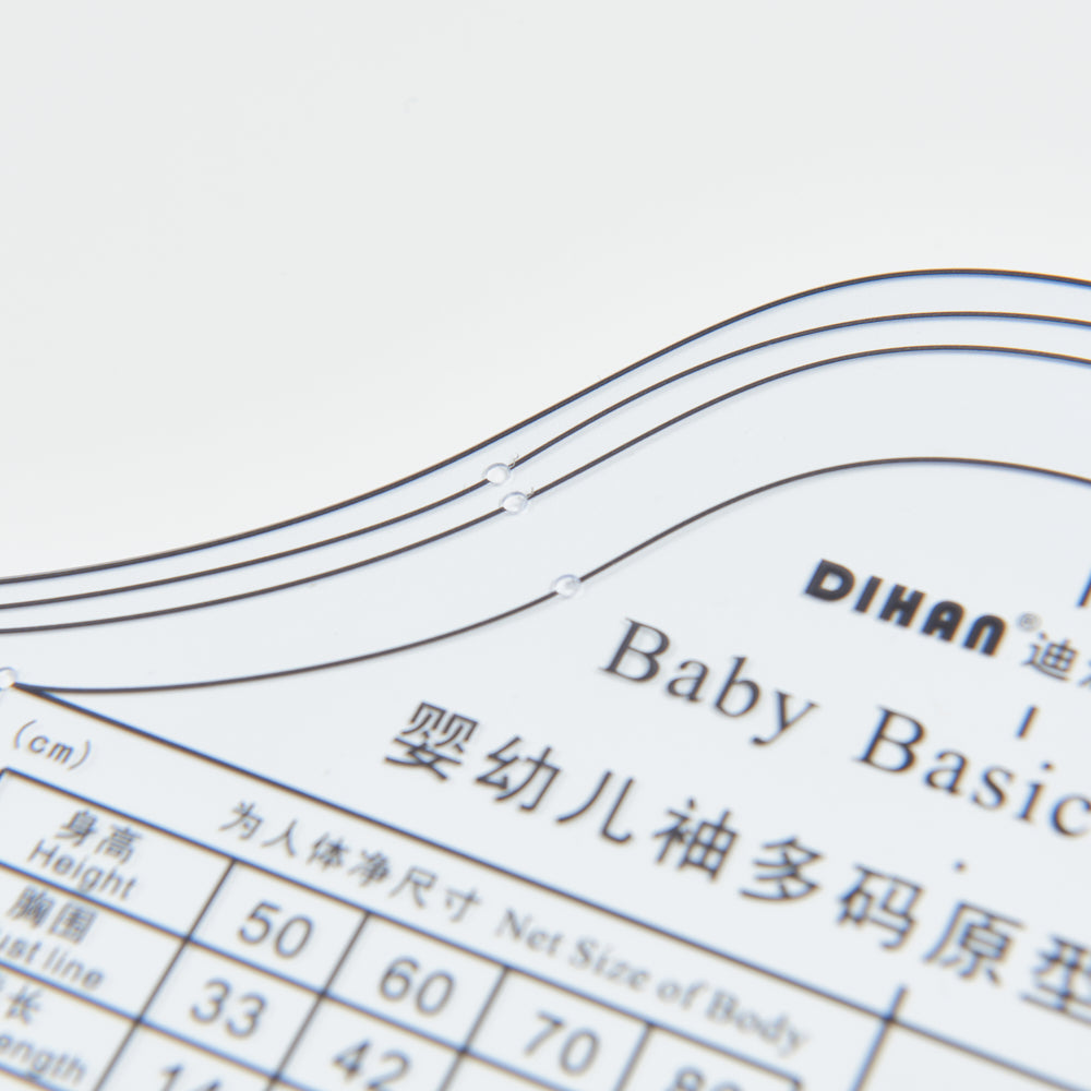 DIHAN YBS101 Baby Basic Sleeves Multi Size Garment Pattern Plastic Block Making Ruler Sewing Ruler Quilting Rulers Garment Ruler Cutting Ruler