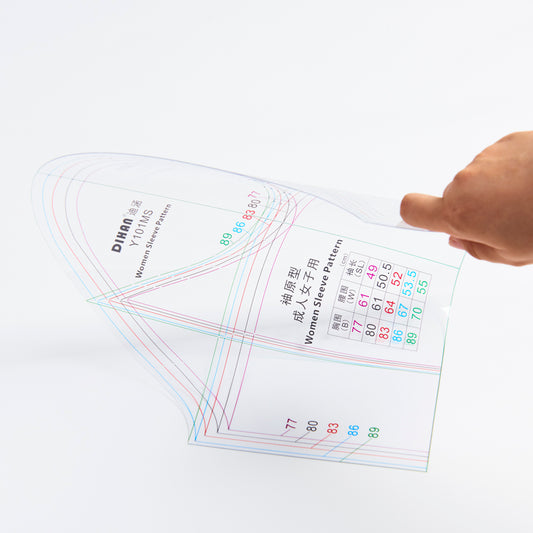 DIHAN Y101MS Women's Sleeves Multisize Plastic Garment Pattern Prototype Template Sewing Ruler Quilting Ruler Curve Ruler Tailor Ruler