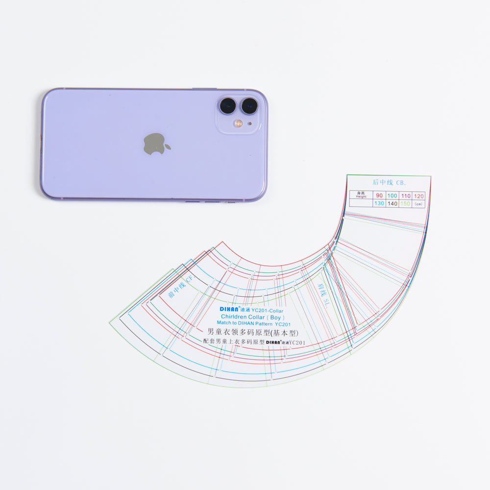 DIHAN #YC201C Boy's Collars Basic Garment Plastic Pattern Children's Block Multi Size Making Ruler Sewing Ruler Quilting Rulers Garment Ruler Cutting Ruler