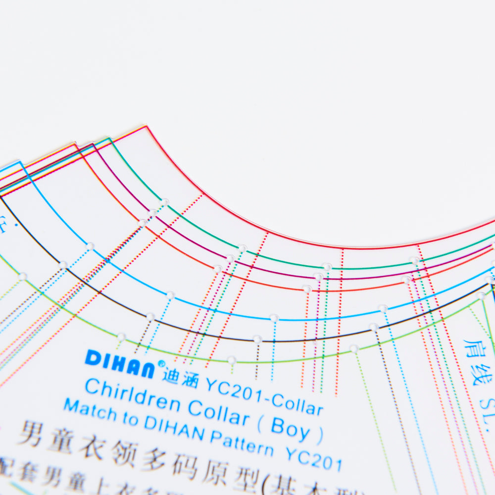DIHAN #YC201C Boy's Collars Basic Garment Plastic Pattern Children's Block Multi Size Making Ruler Sewing Ruler Quilting Rulers Garment Ruler Cutting Ruler
