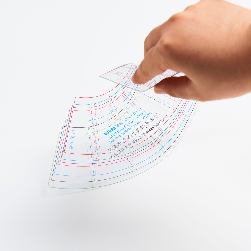 DIHAN #YC201C Boy's Collars Basic Garment Plastic Pattern Children's Block Multi Size Making Ruler Sewing Ruler Quilting Rulers Garment Ruler Cutting Ruler