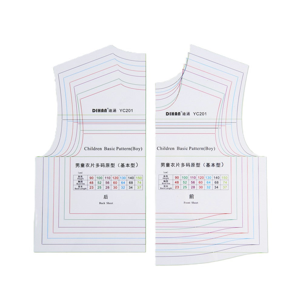 DIHAN #YC201 Boy's Basic Garment Plastic Pattern Children's Block Multi Size Making Ruler Sewing Ruler Quilting Rulers Garment Ruler Cutting Ruler