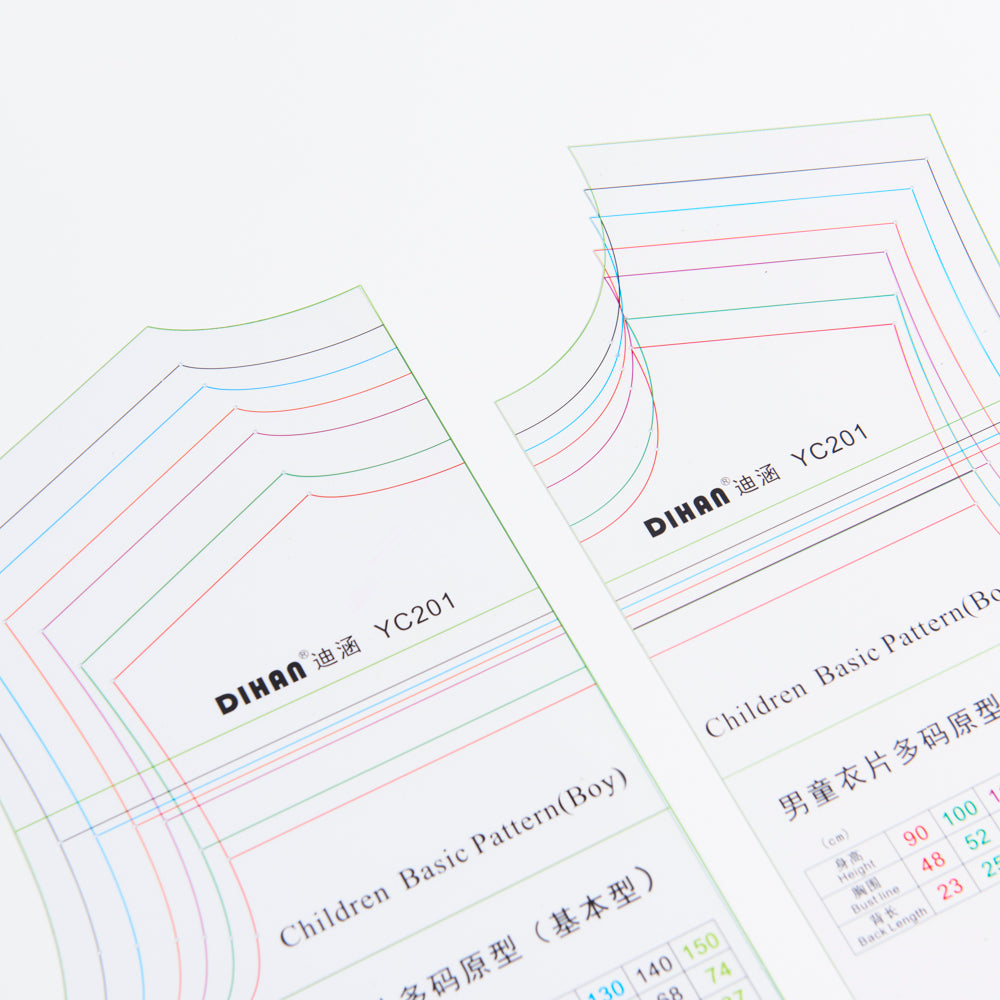DIHAN #YC201 Boy's Basic Garment Plastic Pattern Children's Block Multi Size Making Ruler Sewing Ruler Quilting Rulers Garment Ruler Cutting Ruler