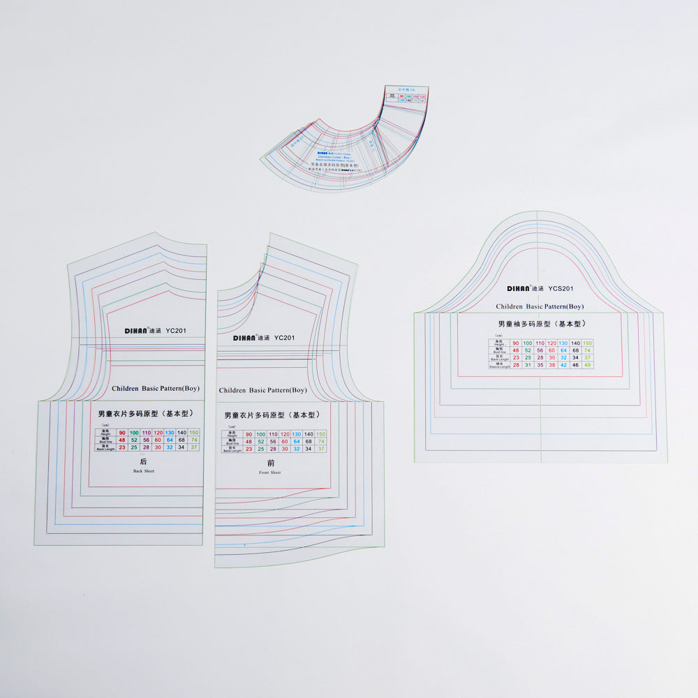 DIHAN #YC201C Boy's Collars Basic Garment Plastic Pattern Children's Block Multi Size Making Ruler Sewing Ruler Quilting Rulers Garment Ruler Cutting Ruler