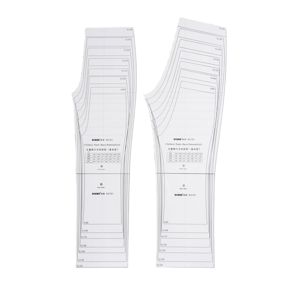 DIHAN #KC101 Girl's Basic Pants Plastic Pattern Children's Block Multi Size Making Ruler Sewing Ruler Quilting Rulers Garment Ruler Cutting Ruler
