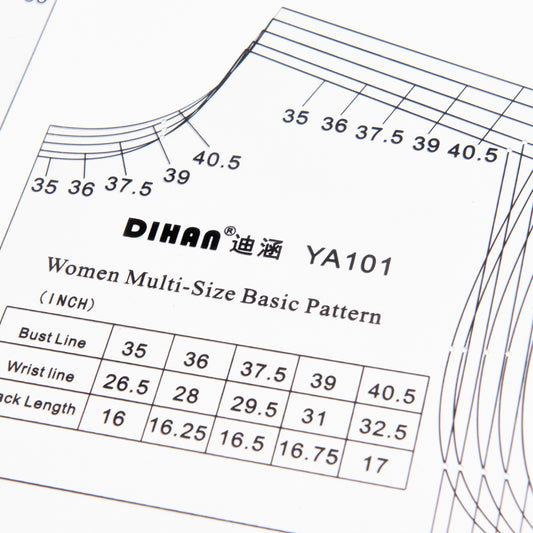 DIHAN YA101 (American 12~20 size) Multi Size Plastic Woman's Basic Garment Pattern Block
