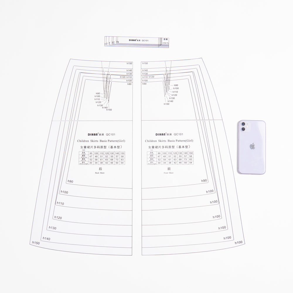 DIHAN #QC101 Girl's Basic Skirts Plastic Pattern Children's Block Multi Size Making Ruler Sewing Ruler Quilting Rulers Garment Ruler Cutting Ruler