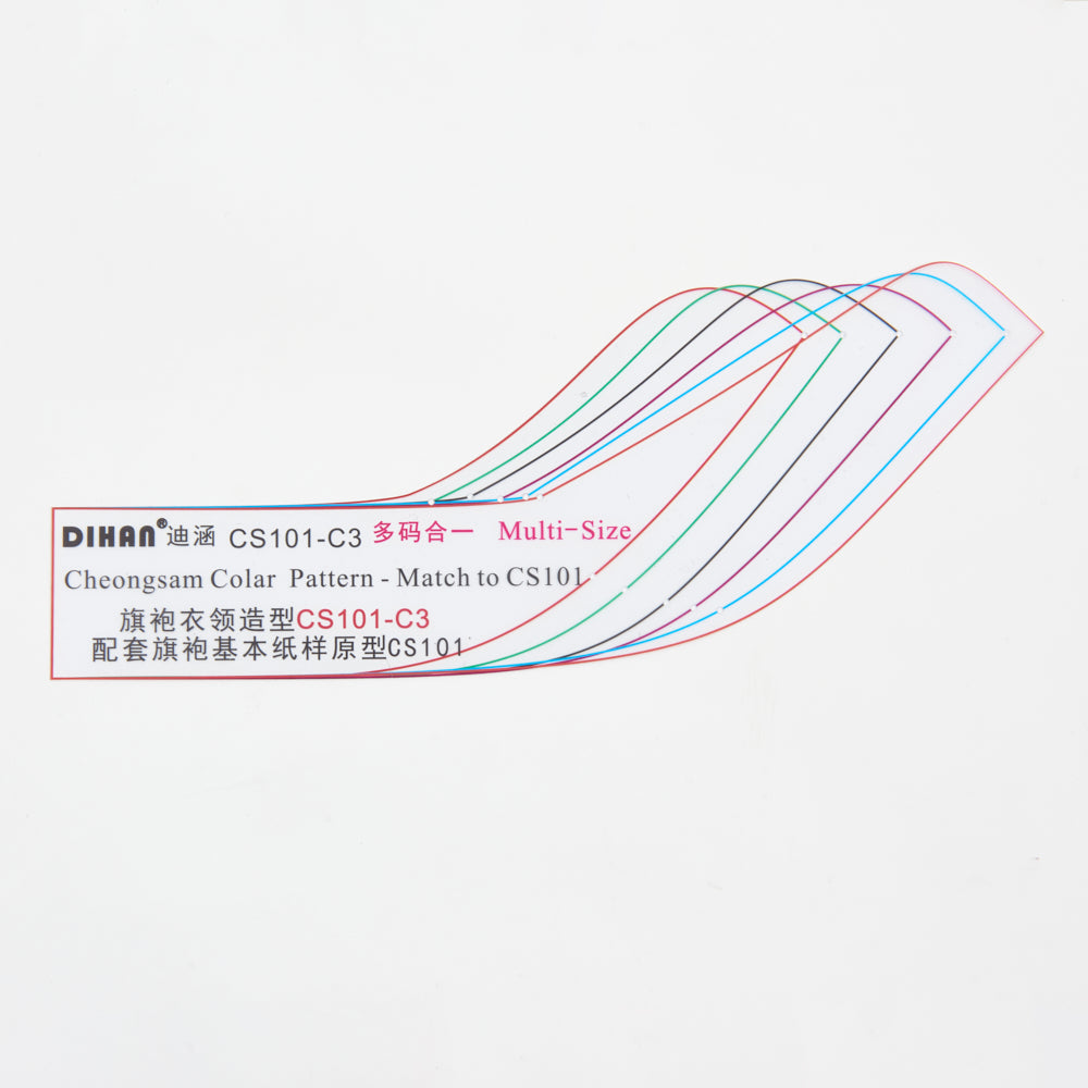 DIHAN CS101-CX Woman's Cheongsam Collars Multi Size Plastic Basic Pattern Block Chi-Pao Making Ruler Sewing Ruler Quilting Rulers Garment Ruler Cutting Ruler