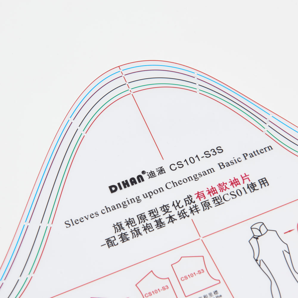 DIHAN CS101-S3 Woman's Cheongsam Multi Size Plastic Basic Pattern Block Chi-Pao Making Ruler Sewing Ruler Quilting Rulers Garment Ruler Cutting Ruler
