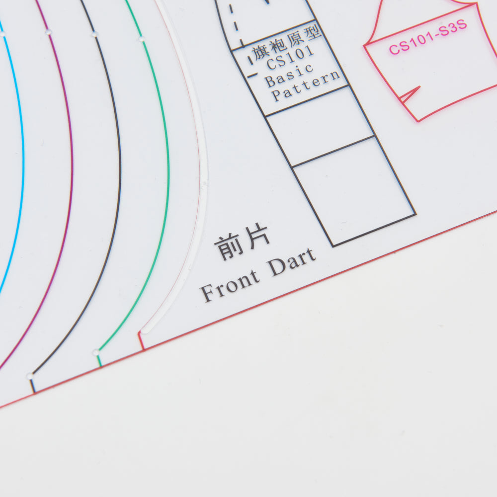 DIHAN CS101-S3 Woman's Cheongsam Multi Size Plastic Basic Pattern Block Chi-Pao Making Ruler Sewing Ruler Quilting Rulers Garment Ruler Cutting Ruler