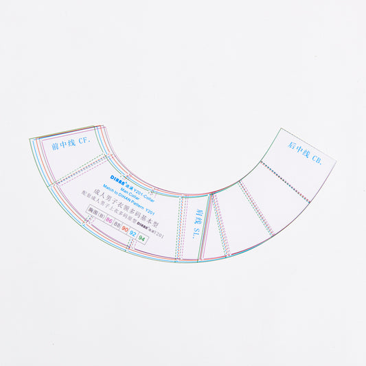 DIHAN Y201C Men's Collars Multisize Plastic Garment Pattern Prototype Template Sewing Ruler Quilting Ruler Curve Ruler Tailor Ruler