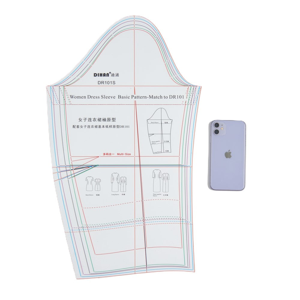 DIHAN DR101SET Woman's Dress and Sleeve Multi Size Plastic Basic Pattern Block Making Ruler Sewing Ruler Quilting Rulers Garment Ruler Cutting Ruler