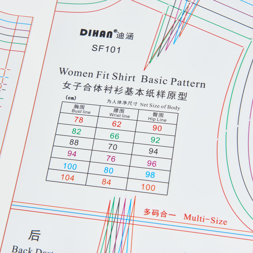 DIHAN  Woman's Fit Shirt SET Multi Size Plastic Basic Pattern Block SF101SET  Making Ruler Sewing Ruler Quilting Rulers Garment Ruler Cutting Ruler