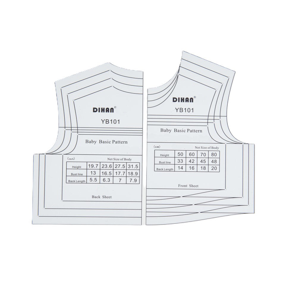 DIHAN YB101 Baby Basic Multi Size Garment Pattern Plastic Block Making Ruler Sewing Ruler Quilting Rulers Garment Ruler Cutting Ruler