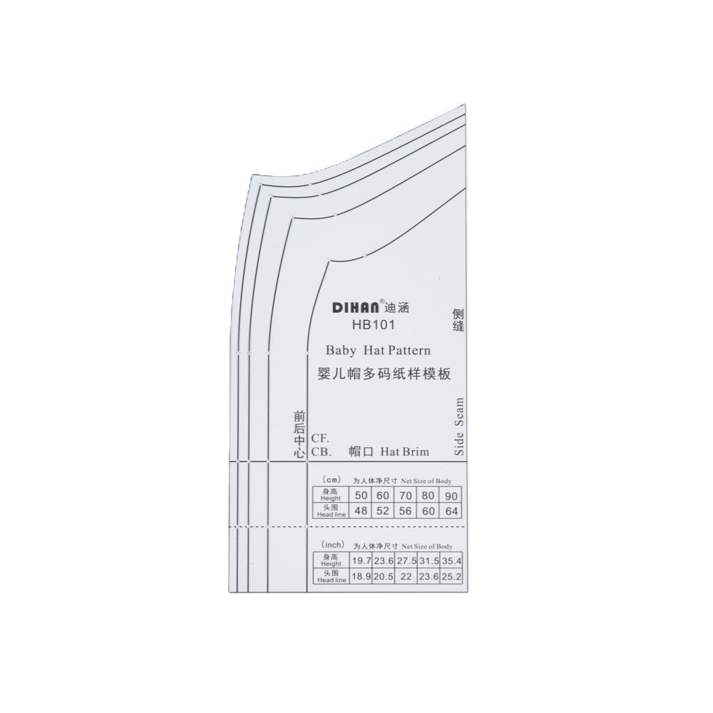 DIHAN HB101 Baby's Hats Multi Size Garment Pattern Plastic Block Making Ruler Sewing Ruler Quilting Rulers Garment Ruler Cutting Ruler