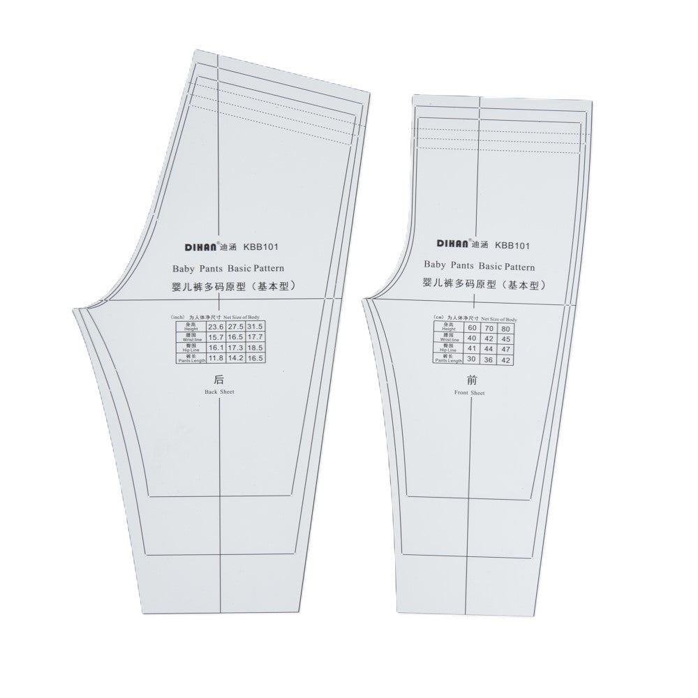 DIHAN KBB101 Baby's Pants Basic Multi Size Garment Pattern Plastic Block Making Ruler Sewing Ruler Quilting Rulers Garment Ruler Cutting Ruler