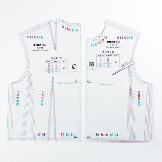 DIHAN Y201 Men's  Multisize Plastic Garment Pattern Prototype Template Sewing Ruler Quilting Ruler Curve Ruler Tailor Ruler