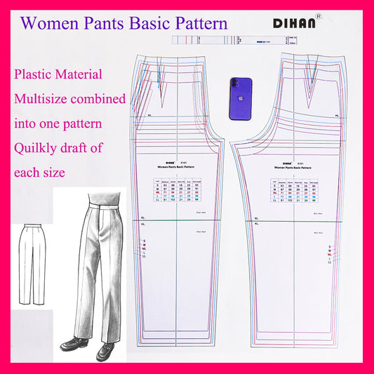 DIHAN K101 Women's Pants Multi Size Basic Pattern Block Plastic Making Ruler Sewing Ruler Quilting Rulers Garment Ruler Cutting Ruler