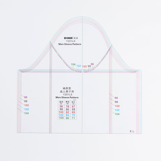 DIHAN Y201LS Men's Multi-L Size Sleeves Plastic Garment Pattern Prototype Template Sewing Ruler Quilting Ruler Curve Ruler Tailor Ruler