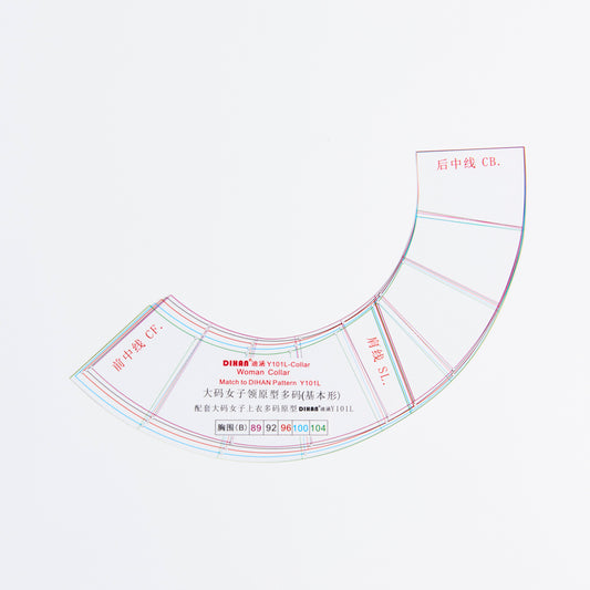 DIHAN Y101LC Women's Multi L-size Collars Plastic Garment Pattern Prototype Template Sewing Ruler Quilting Ruler Curve Ruler Tailor Ruler