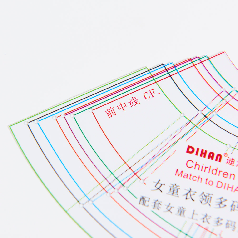 DIHAN #YC101C Girl's Collars Basic Garment Plastic Pattern Children's Block Multi Size  Making Ruler Sewing Ruler Quilting Rulers Garment Ruler Cutting Ruler