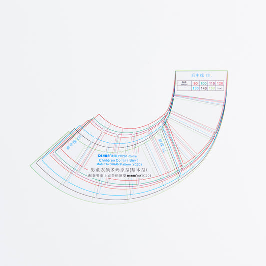 DIHAN #YC201C Boy's Collars Basic Garment Plastic Pattern Children's Block Multi Size  Making Ruler Sewing Ruler Quilting Rulers Garment Ruler Cutting Ruler