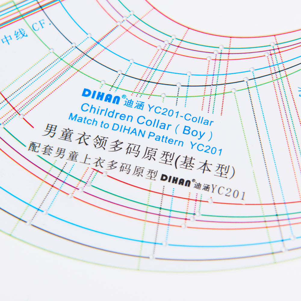 DIHAN #YC201C Boy's Collars Basic Garment Plastic Pattern Children's Block Multi Size  Making Ruler Sewing Ruler Quilting Rulers Garment Ruler Cutting Ruler