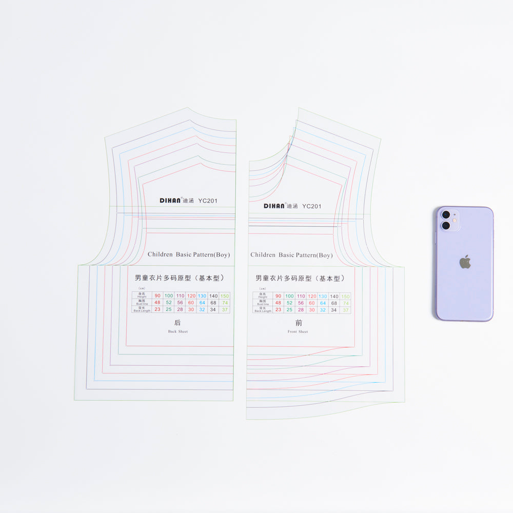 DIHAN #YC201 Boy's Basic Garment Plastic Pattern Children's Block Multi Size  Making Ruler Sewing Ruler Quilting Rulers Garment Ruler Cutting Ruler