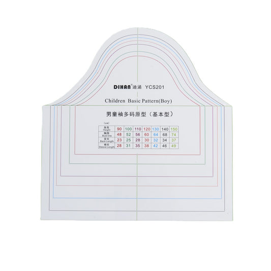 DIHAN #YCS201 Boy's Sleeves Basic Garment Plastic Pattern Children's Block Multi Size  Making Ruler Sewing Ruler Quilting Rulers Garment Ruler Cutting Ruler