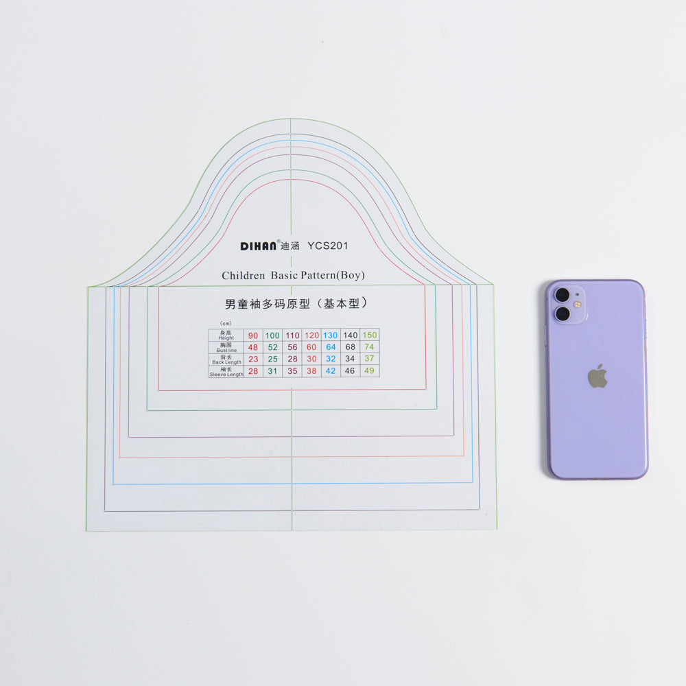 DIHAN #YCS201 Boy's Sleeves Basic Garment Plastic Pattern Children's Block Multi Size  Making Ruler Sewing Ruler Quilting Rulers Garment Ruler Cutting Ruler