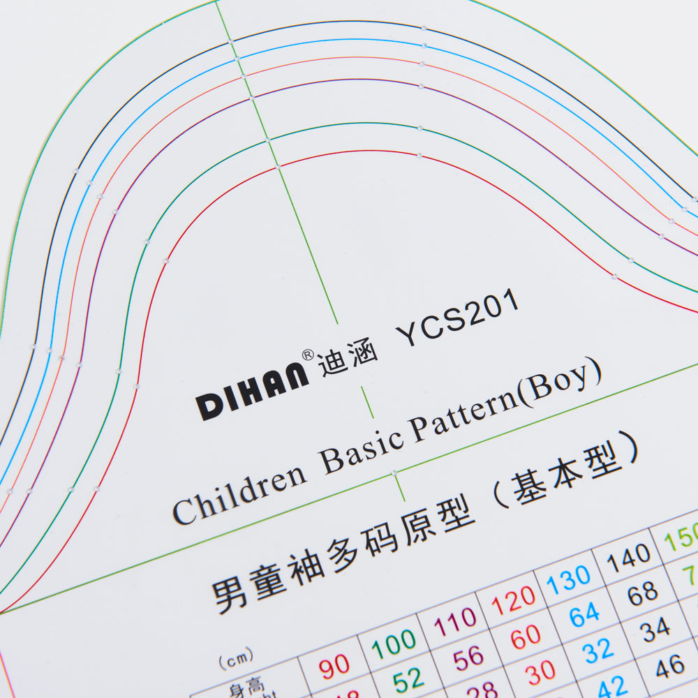 DIHAN #YCS201 Boy's Sleeves Basic Garment Plastic Pattern Children's Block Multi Size  Making Ruler Sewing Ruler Quilting Rulers Garment Ruler Cutting Ruler