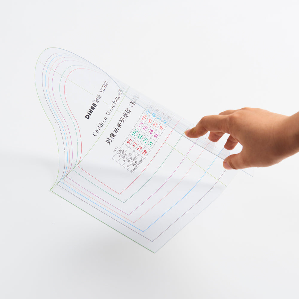 DIHAN #YCS201 Boy's Sleeves Basic Garment Plastic Pattern Children's Block Multi Size  Making Ruler Sewing Ruler Quilting Rulers Garment Ruler Cutting Ruler