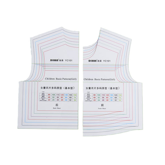DIHAN #YC101 Girl's Basic Garment Plastic Pattern Children's Block Multi Size  Making Ruler Sewing Ruler Quilting Rulers Garment Ruler Cutting Ruler