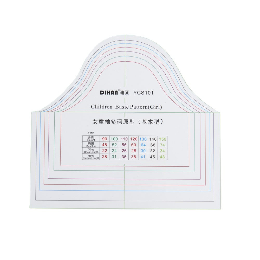 DIHAN Girl's Basic Garment Plastic Pattern Children's Block #YC101SET  Multi Size  Making Ruler Sewing Ruler Quilting Rulers Garment Ruler Cutting Ruler