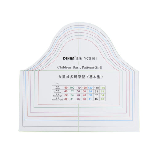 DIHAN #YCS101 Girl's Sleeves Basic Garment Plastic Pattern Children's Block Multi Size  Making Ruler Sewing Ruler Quilting Rulers Garment Ruler Cutting Ruler