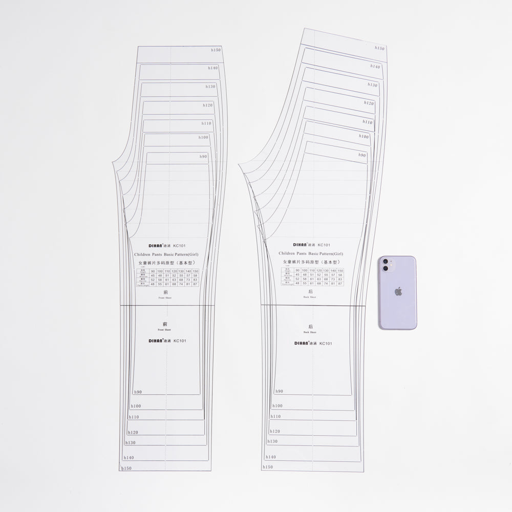 DIHAN #KC101 Girl's Basic Pants Plastic Pattern Children's Block Multi Size  Making Ruler Sewing Ruler Quilting Rulers Garment Ruler Cutting Ruler