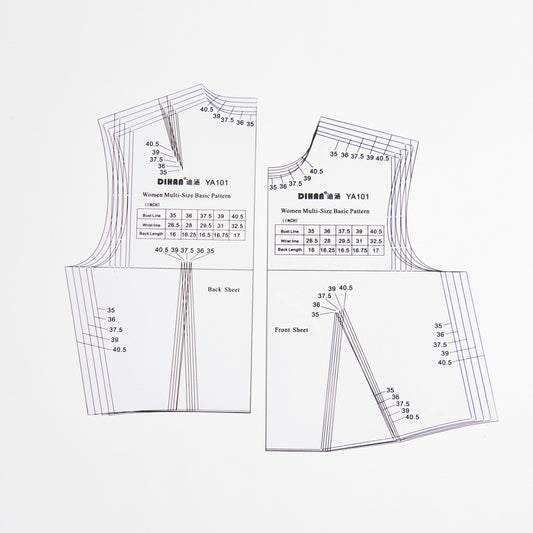 DIHAN YA101 (American 12~20 size) Multi Size Plastic Woman's Basic Garment Pattern Block