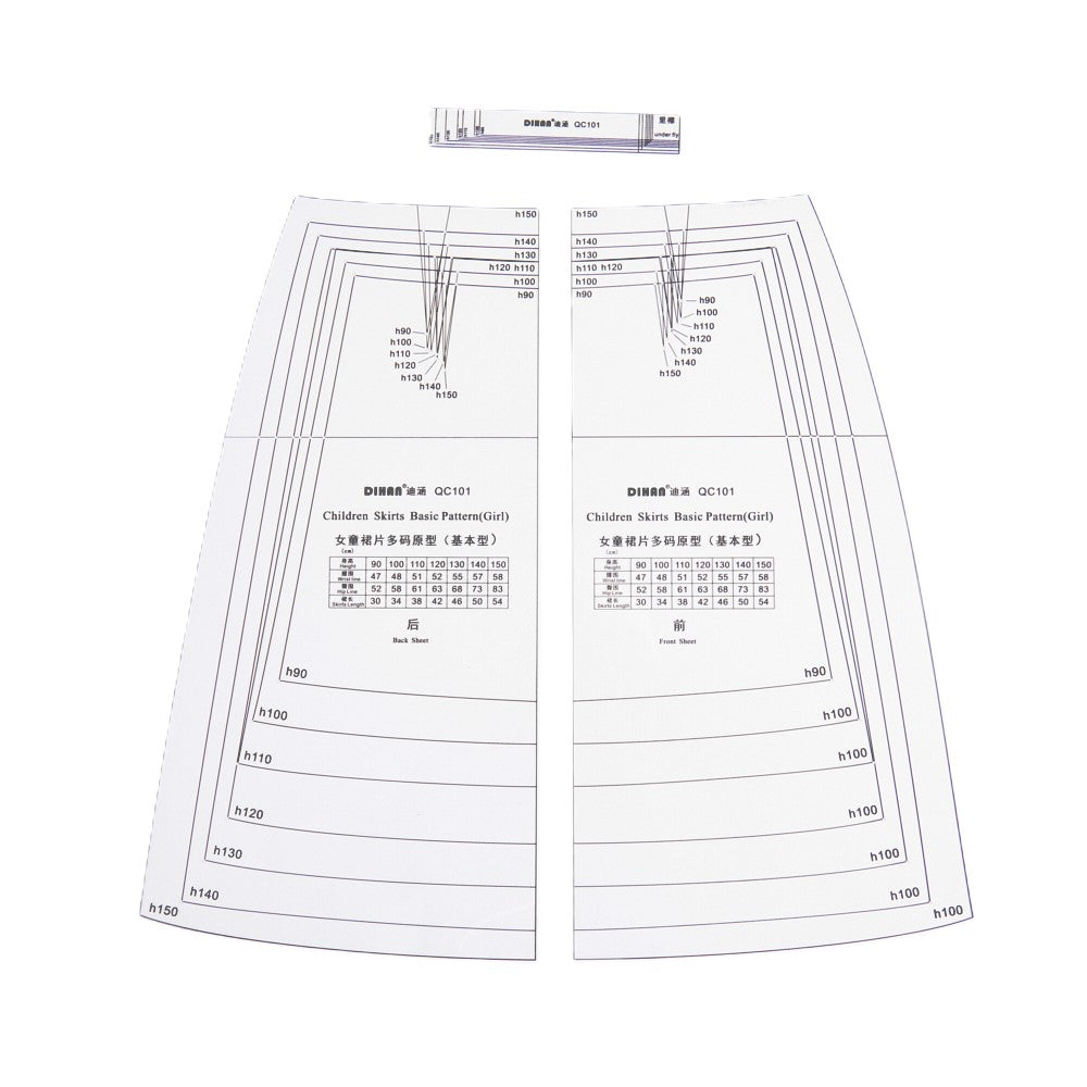 DIHAN #QC101 Girl's Basic Skirts Plastic Pattern Children's Block Multi Size  Making Ruler Sewing Ruler Quilting Rulers Garment Ruler Cutting Ruler