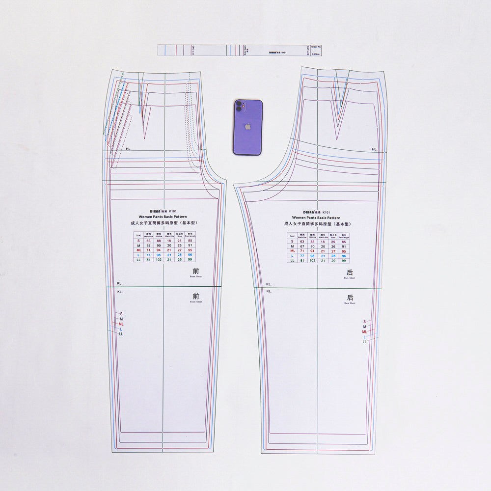 DIHAN K101 Women's Pants Multi Size Basic Pattern Block Plastic Making Ruler Sewing Ruler Quilting Rulers Garment Ruler Cutting Ruler