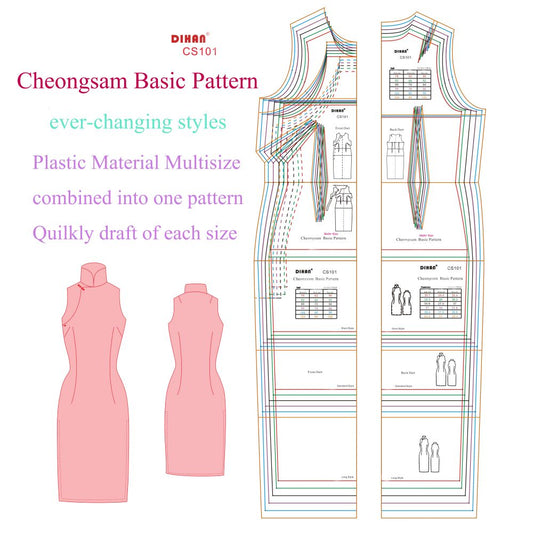 DIHAN CS101 Woman's Cheongsam Multi Size Plastic Basic Pattern Block Chi-Pao Making Ruler Sewing Ruler Quilting Rulers Garment Ruler Cutting Ruler