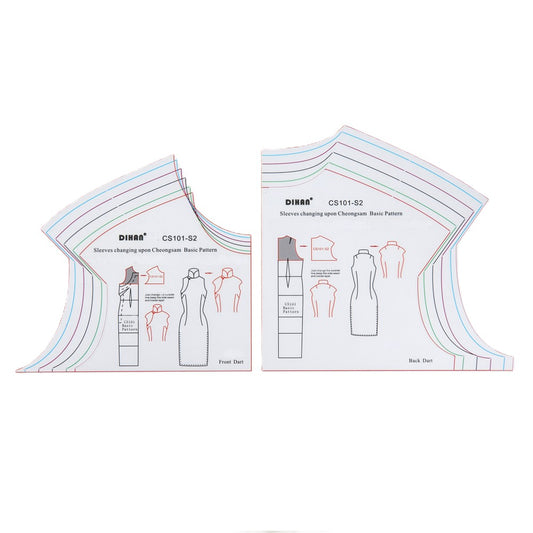 DIHAN CS101-S2 Woman's Cheongsam Multi Size Plastic Basic Pattern Block Chi-Pao Making Ruler Sewing Ruler Quilting Rulers Garment Ruler Cutting Ruler