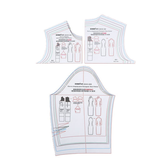 DIHAN CS101-S3 Woman's Cheongsam Multi Size Plastic Basic Pattern Block Chi-Pao Making Ruler Sewing Ruler Quilting Rulers Garment Ruler Cutting Ruler